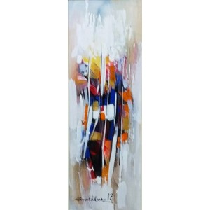 Mashkoor Raza, 12 x 36 Inch, Oil on Canvas, Abstract Painting, AC-MR-173